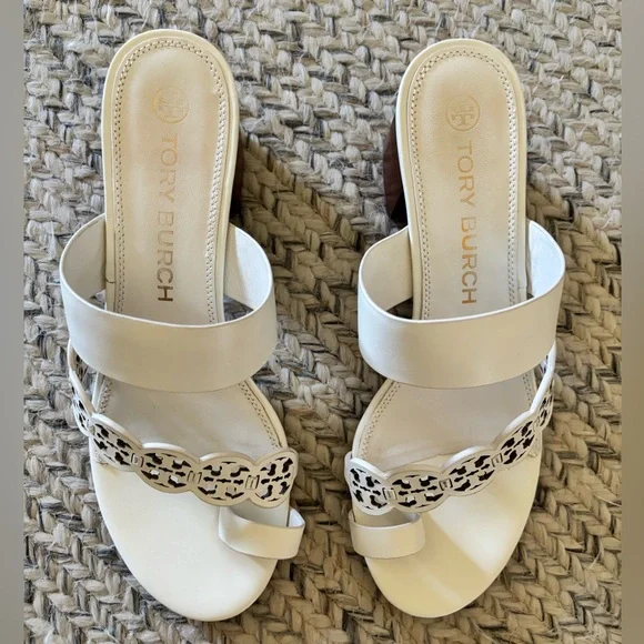 Tory Burch Tiny Miller Heeled Sandal in White - Picture 2 of 5